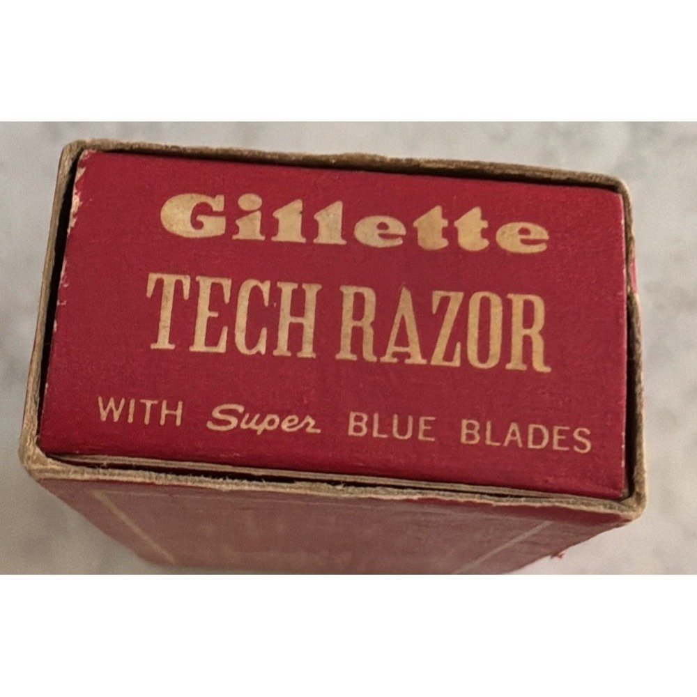 VINTAGE Gillette Tech Razor Red Cross Gift - Picture 7 of 11